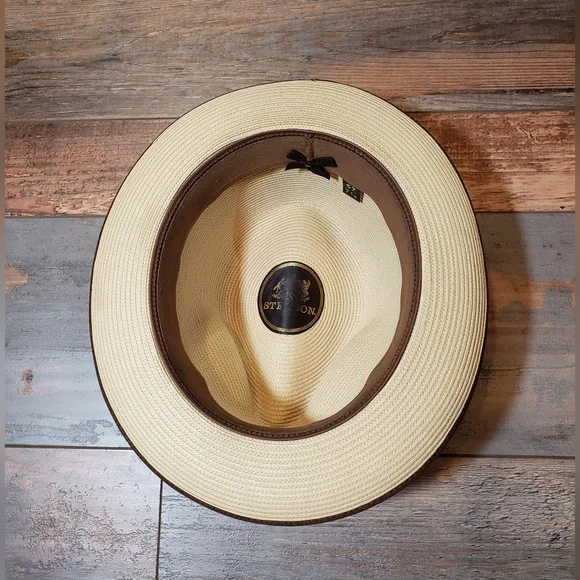 Stetson Woven Hemp Hat Collectable White/Tan Size 57 / 7  1/8 - Picture 8 of 10